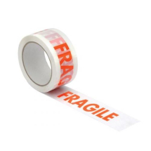 'FRAGILE' TAPE RED PRINTED ON WHITE 50MM X 66MTR ROLL