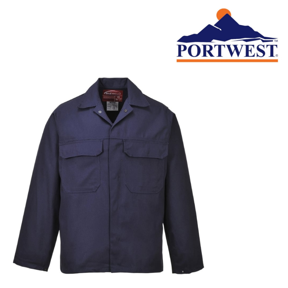 Portwest Bizweld Jacke XXL – Flammhemmende Schweißbekleidung, Schwarz, Unisex