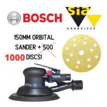 BOSCH 150MM ORBITAL SANDER + 1000 X 1944 SIA DISCS P80